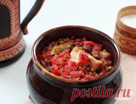 Чечевица с мясом в горшочке - пошаговый кулинарный рецепт на Повар.ру
