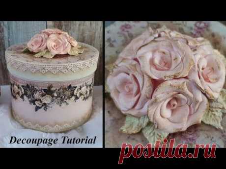 Vintage  Rose Jewellery Box #decoupage #mixedmedia #homemade
