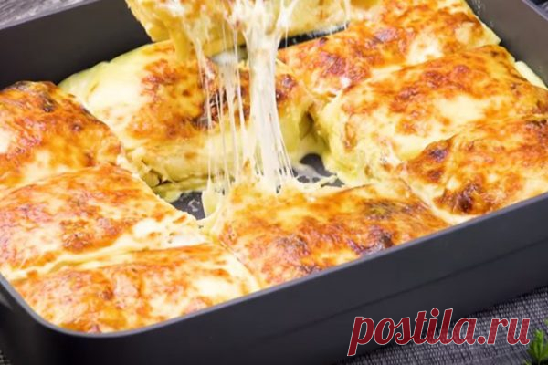 Простое и оригинальное блюдо для сытного ужина: блинная запеканка с курицей. | Краше Всех