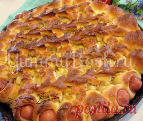 Открытый пирог с капустой и сосисками - пошаговый рецепт с фото