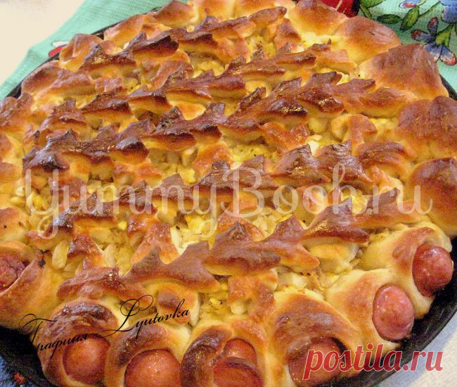 Открытый пирог с капустой и сосисками - пошаговый рецепт с фото