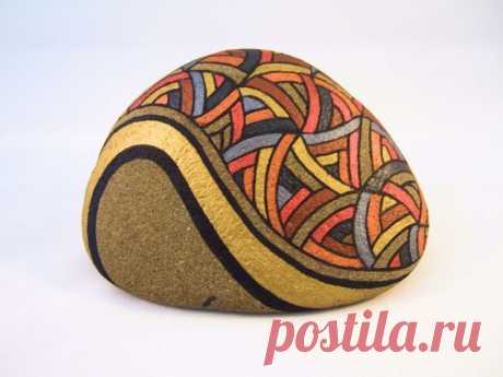 Painted Rock Unique OOAK Collectible Art for Home Office, 3D Art Object, Autumn…