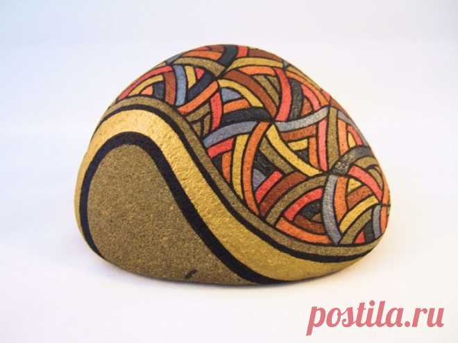 Painted Rock Unique OOAK Collectible Art for Home Office, 3D Art Object, Autumn…