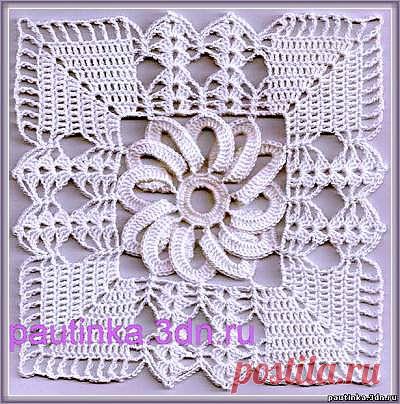 Квадратный мотив крючком - Схемы вязания мотивов - Схемы для вязания - Уроки вязания крючком - Вязание крючком, мотивы, схемы для вязания крючком