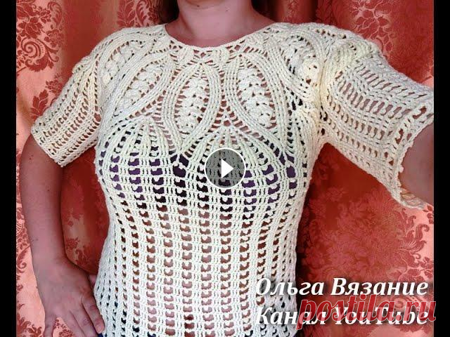 Вязание крючком кофточки с круглой кокеткой часть 2 Вторая часть вязания крючком кофточки с круглой кокеткой, где подробно рассказано, как вязать основную часть кофточки от кокетки и рукава. Для вязания...