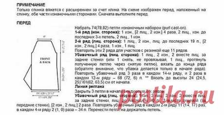 Ассиметричная туника вязаная спицами