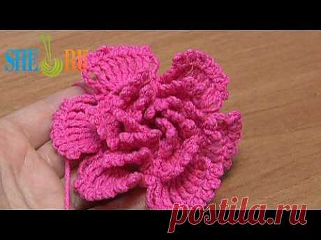 ▶ Вязание цветов Урок 34 Как связать простой объемный цветочек - YouTube