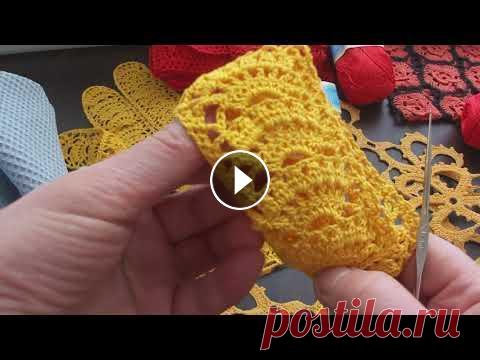 Вяжем крючком ажурные веерочки. Узор крючком в копилку Вяжем крючком ажурные веерочки, узор подходит для каймы, юбки, туники, блузы, отделки купальника, платья, штор, сумки. Узор крючком в копилку. Благода...