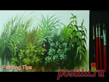 Acrylic Painting Lesson - How to Paint Grasses and Other Plants by JMLisondra