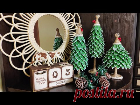 🎄 DIY НОВОГОДНИЙ ДЕКОР своими руками 🎄 Елочки и шишки из яичных лотков
