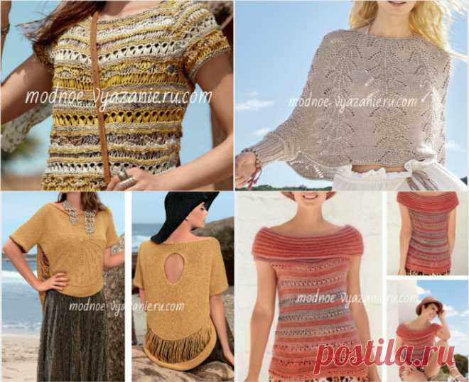 4 летних джемпера необычных конструкций, необычными узорами. Спицами. / Klubok.ru.com