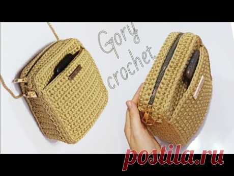 شنطه كروشيه بجيب امامي/crochet bag/вязаная сумкаbolso de ganchillo/tığ işi çanta/sac au crochet