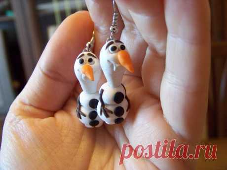 Серьги Снеговик Олаф HAND MADE SURPRISE
