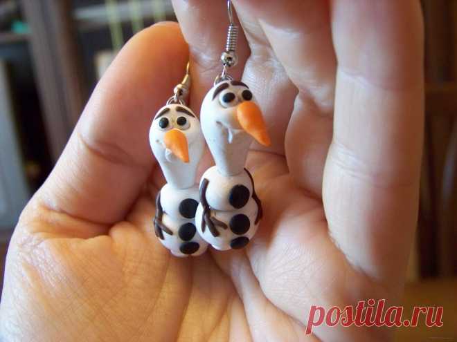 Серьги Снеговик Олаф HAND MADE SURPRISE