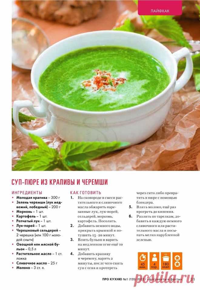 Суп-пюре из крапивы и черемши