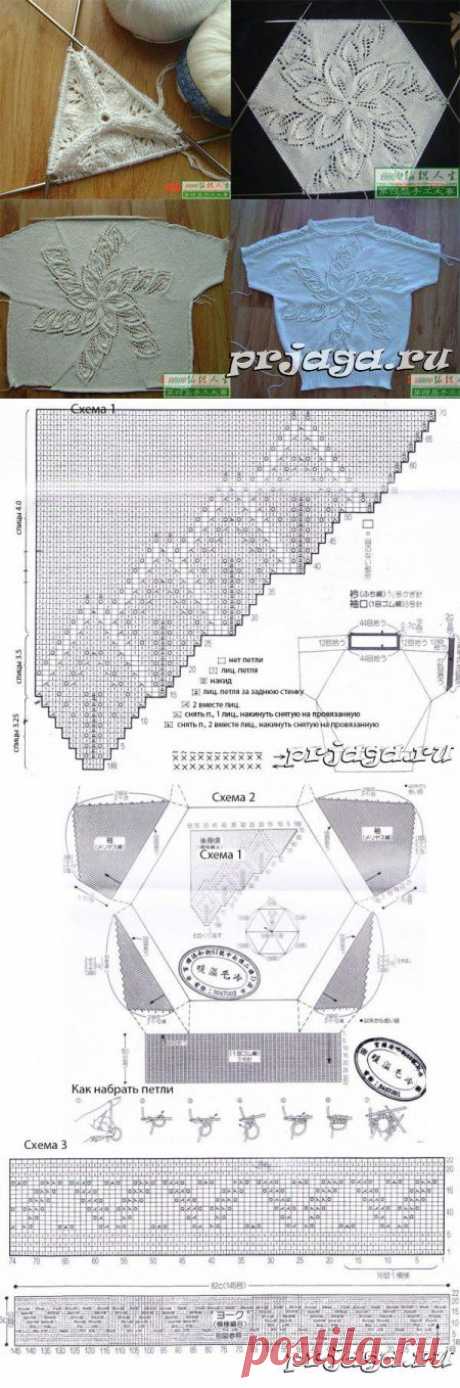 Женская кофточка спицами «Круговорот из лепестков»