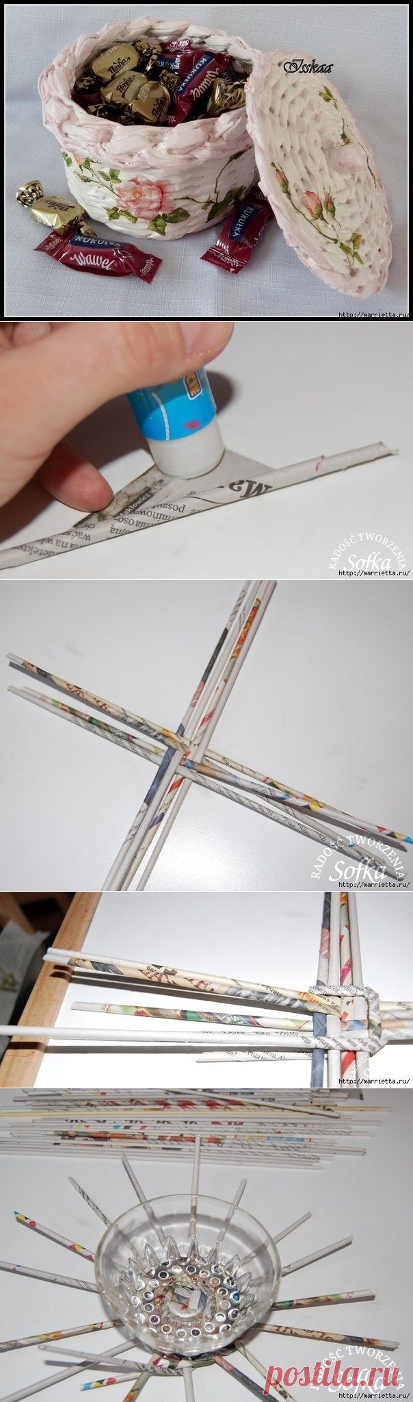 Мастер-класс по плетению из газет. Круглая корзинка.