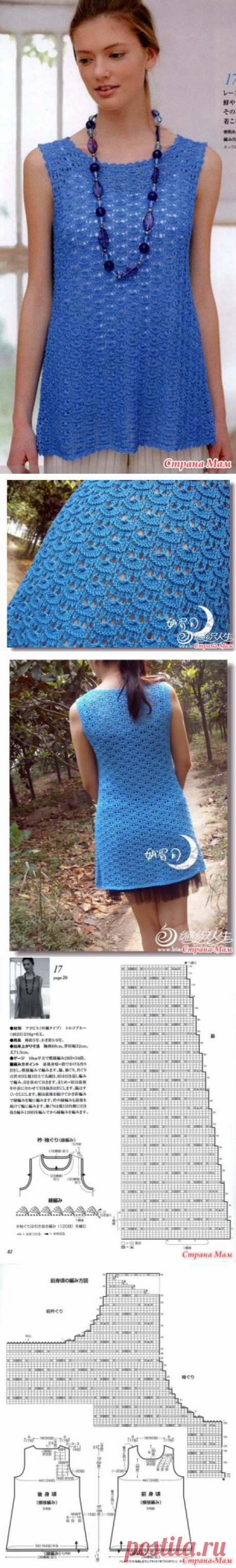 Летняя туника очень красивым узором. Спицы