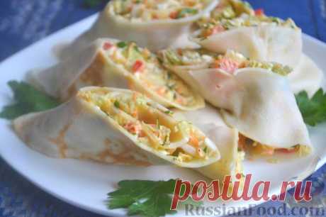 Рецепт: Блины с брынзой и пекинской капустой на RussianFood.com