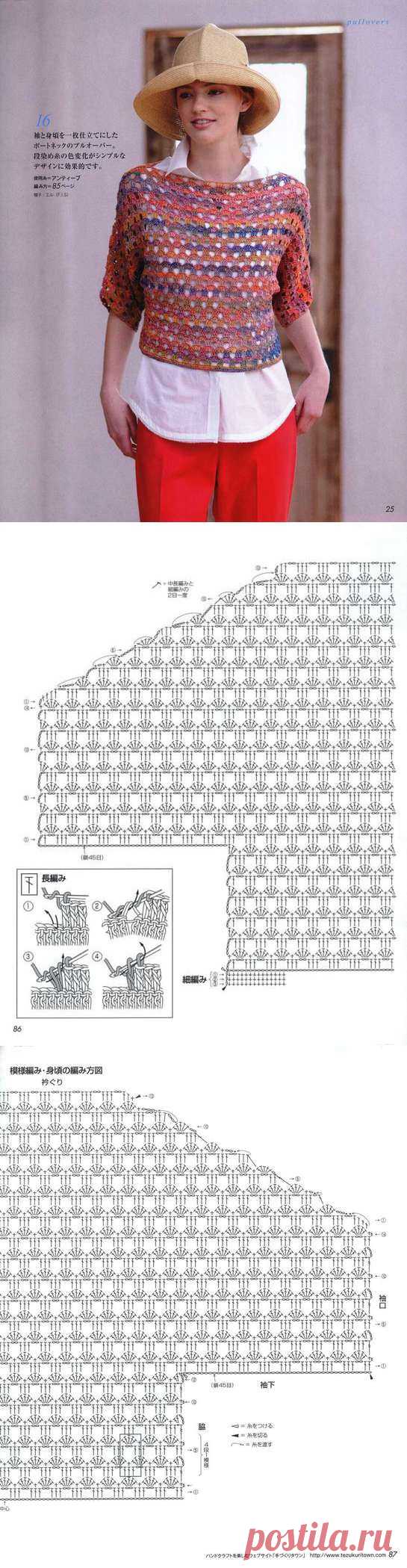 АЖУРНЫЙ ДЖЕМПЕР ИЗ ТОНАЛЬНОЙ ПРЯЖИ.