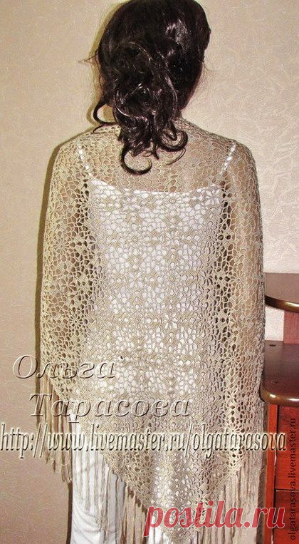 Шаль - косынка ажурная - косынка крючком,косынка вязаная,косынка из мотивов