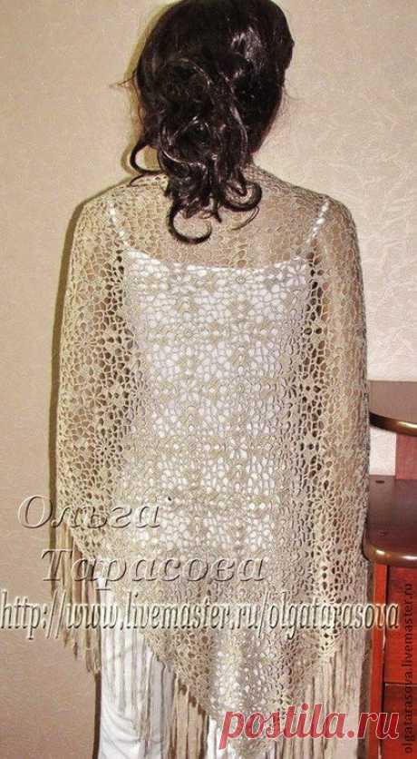 Шаль - косынка ажурная - косынка крючком,косынка вязаная,косынка из мотивов