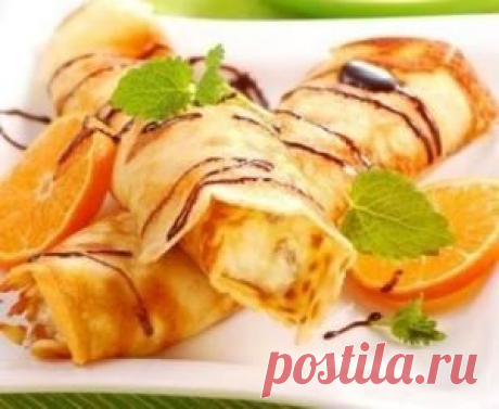 Блинчики с творожно-фруктовой начинкой
