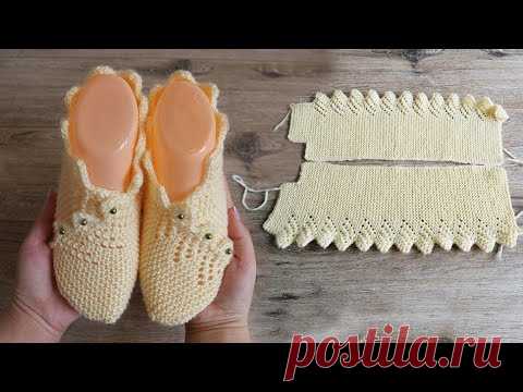 Следки с каймой спицами | Slippers with border knitting pattern Следки с каймой спицами | Slipper with border knitting patternОписание: http://prjaga.ru/vyazanie-dlya-zhenshchin/noski-tapki/sledki-s-kajmoj-spicami#knittin...