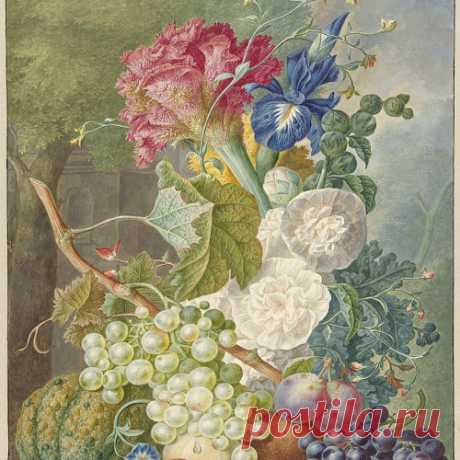 Still Life with Flowers and Fruit, Jan van Os, c. 1775 - c. 1800 - Rijksmuseum