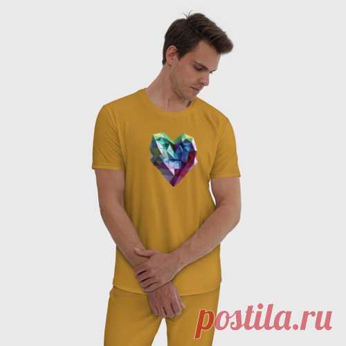 Мужская пижама хлопок Геометрическое полигональное сердце - купить по цене 2785 руб в интернет-магазине Всемайки, арт 3643527