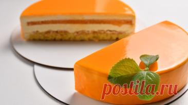 Муссовый торт мандарин с зеркальной глазурью