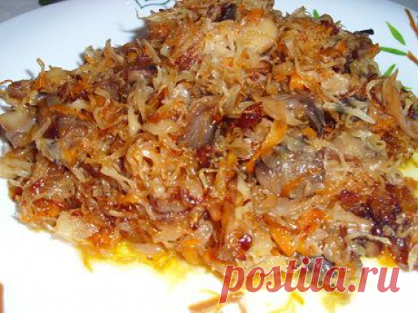Квашеная капуста, жареная с грибами и луком | Рецепты моей мамы
