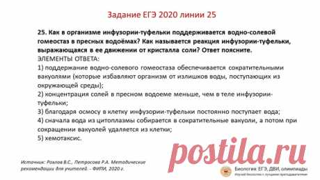 Запись на стене ТЕСТОВОЕ ЗАДАНИЕ ЛИНИИ 25 ФИПИ С ЭТАЛОННЫМ ОТВЕТОМ (2020 года) 25. Как в организме инфузории-туфельки поддерживается водно-солевой гомеостаз в пресных водоёмах? Как называется реакция инфузории-туфельки, выражающаяся в ее движении от кристалла соли? Ответ поясните.#биология #биология_олимпиада #олимпиада_биология #ЕГЭбиология #ЕГЭ #ЕГЭ2020 #биологияегэ #биология_егэ #disttutor
