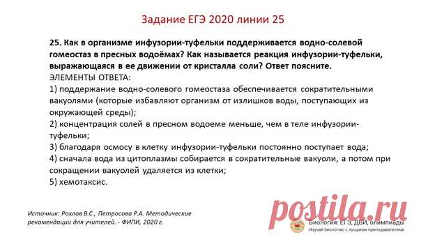 Запись на стене ТЕСТОВОЕ ЗАДАНИЕ ЛИНИИ 25 ФИПИ С ЭТАЛОННЫМ ОТВЕТОМ (2020 года) 25. Как в организме инфузории-туфельки поддерживается водно-солевой гомеостаз в пресных водоёмах? Как называется реакция инфузории-туфельки, выражающаяся в ее движении от кристалла соли? Ответ поясните.#биология #биология_олимпиада #олимпиада_биология #ЕГЭбиология #ЕГЭ #ЕГЭ2020 #биологияегэ #биология_егэ #disttutor