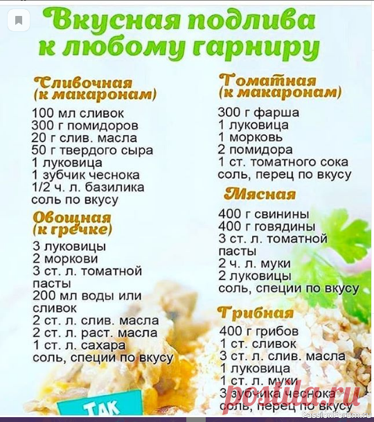 Шпаргалка кулинара