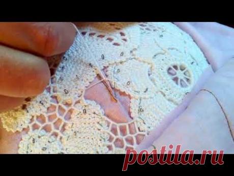 Как я шью сеточку в ирландском кружеве. Irish Crochet Lace & Needle lace