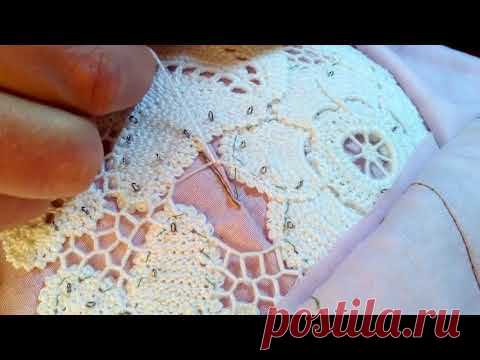 Как я шью сеточку в ирландском кружеве. Irish Crochet Lace & Needle lace