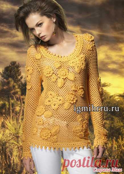 Летняя туника с мотивами из бабочек и цветов. - Вязание - Страна Мам