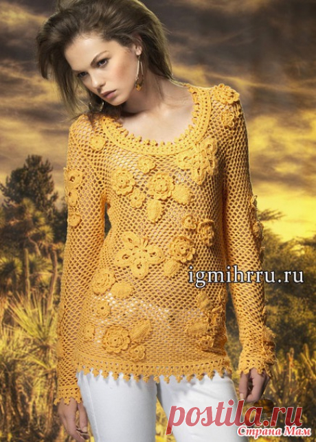 Летняя туника с мотивами из бабочек и цветов. - Вязание - Страна Мам