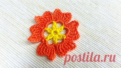 Мастер-класс по вязанию крючком аппликации в виде маленького цветочка. | Повязули. Вязание крючком и вязание С2С. | Яндекс Дзен