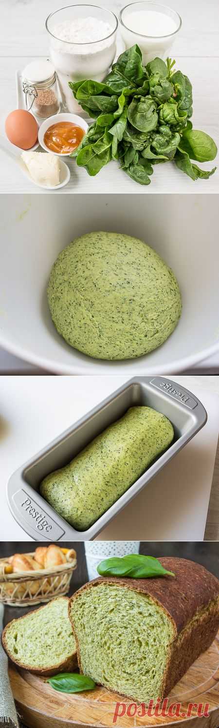 Шпинатный хлеб с цельнозерновой мукой .