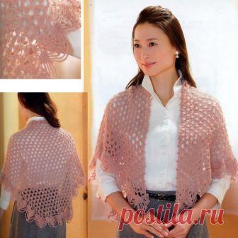 Ажурная косынка с ананасовой каймой