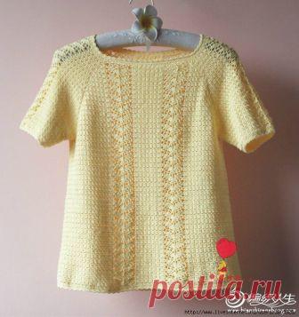 Ажурная туника с рукавом реглан крючком опубликовала sviridova-kst (Страна Мам)