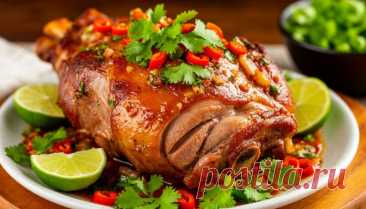 Рулька по-мексикански с чили и лаймом