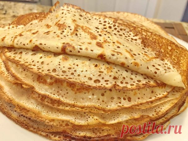 Эти ажурные блинчики получаются очень вкусными, тонкими, нежными. 
Даже если вы никогда не пекли блины, по этому рецепту они получаются у всех!