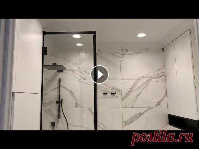 Идеальная душевая с лавочкой. Потрясающий дизайн ванной комнаты в квартире. Черно-белый интерьер. В этом видео показываем ванную комнату в квартире на стадии чистовых работ. 1. Грамотная планировка, реализующая комфорт на небольшой площади.2. Сочет...