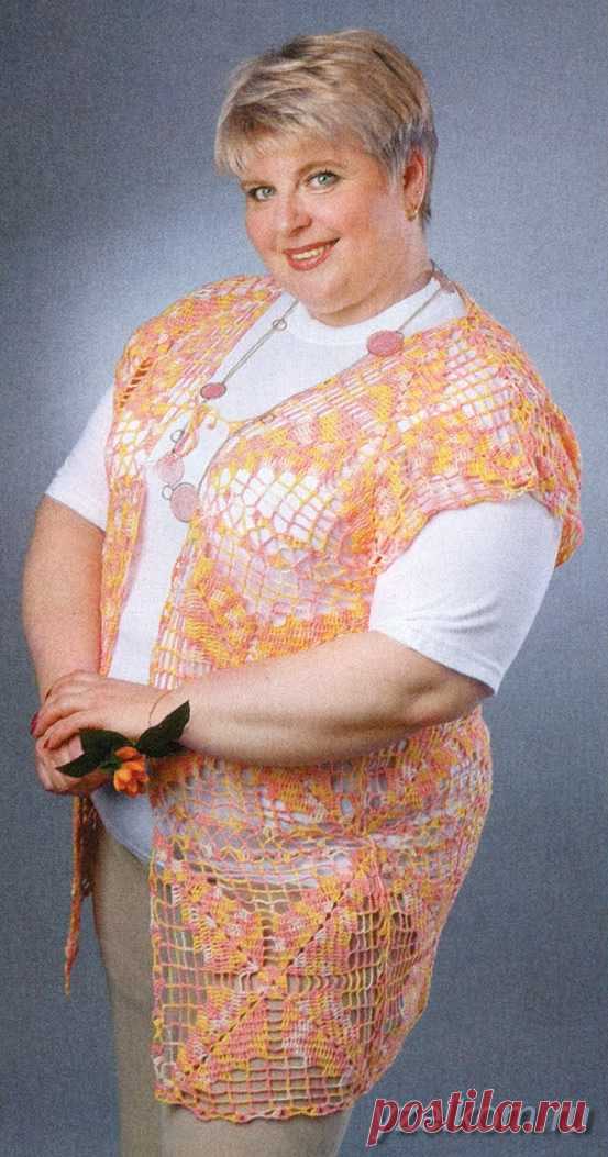 Топ с каймой спицами Топ с косами на спицах Пуловер с ажурной вставкой Пуловер разноцветный Юбка скатерть Пуловер с ажурным узором для девочки Туника полным вязаная спицами Жилет полным крючком Юбка вязаная для полных Болеро чёрное ажурное