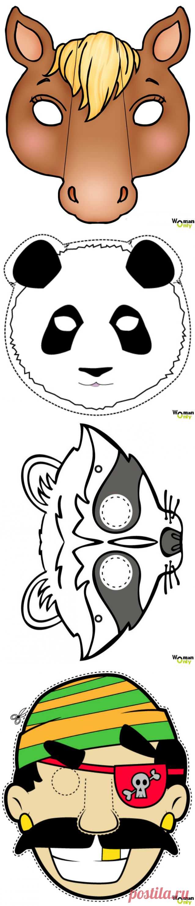 Новогодние маски из бумаги: 30 черно-белых и цветных вариантов