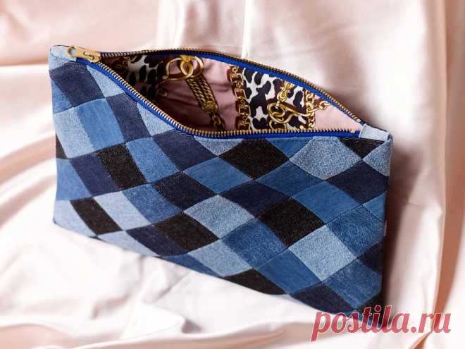 Джинсовый апсайклинг: клатч в стиле пэчворк — Мастер-классы на BurdaStyle.ru