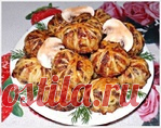 Клубочки из слоеного теста с куриным фаршем, грибами и рисом. Вкусно и необычно!